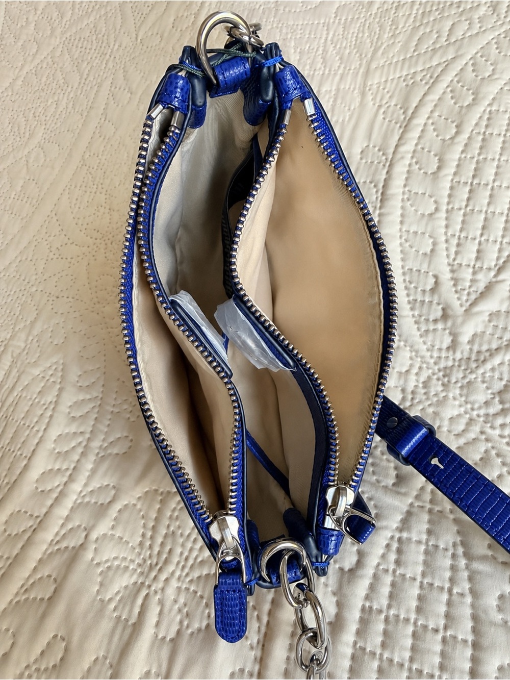 Lauren Ralph Lauren Blue Textured Leather Mini Crossbody Bag NWT - Picture 9 of 11